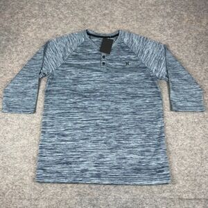 Hurley Williams 3/4 Sleeve Raglan Henley Shirt Blue Mens‎ Small S
